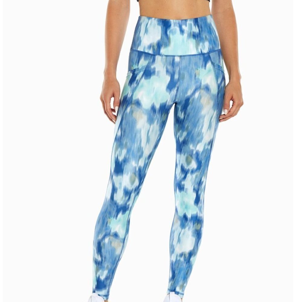 Marika | Surf Blue Abstract Terry Pocket Legging PLUS SIZE 3X